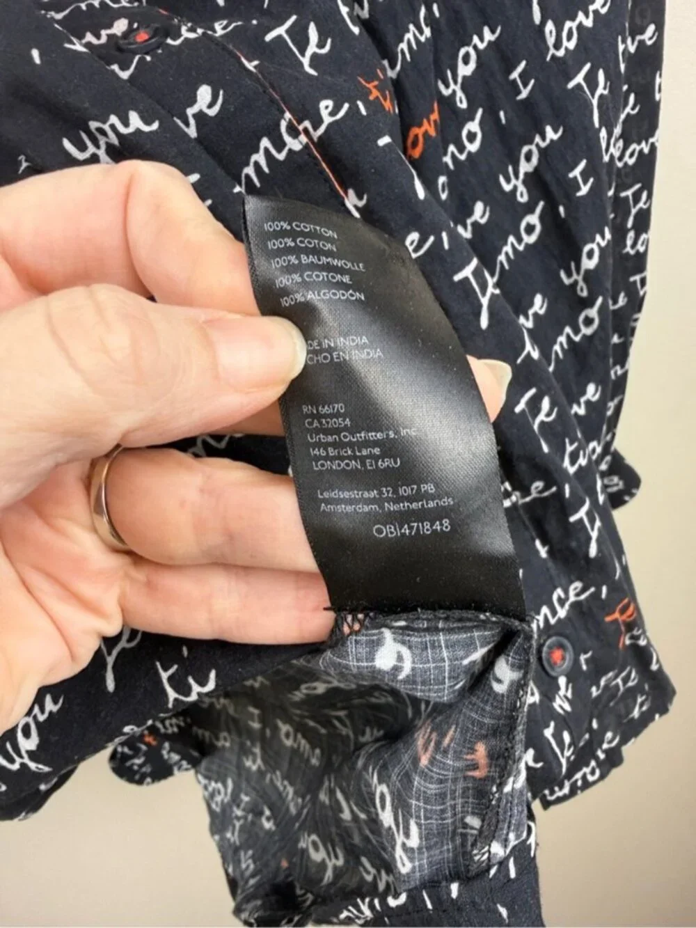 Anthropologie Laetitia Rouget I love you Puff-Sleeved Buttondown blouse small
